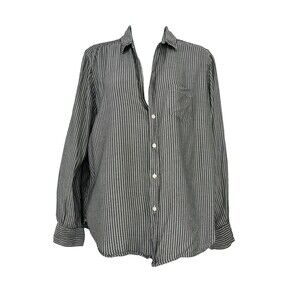 Frank & Eileen Womens The Eileen Relaxed Button Up Shirt Gray Stripe Soft Size S